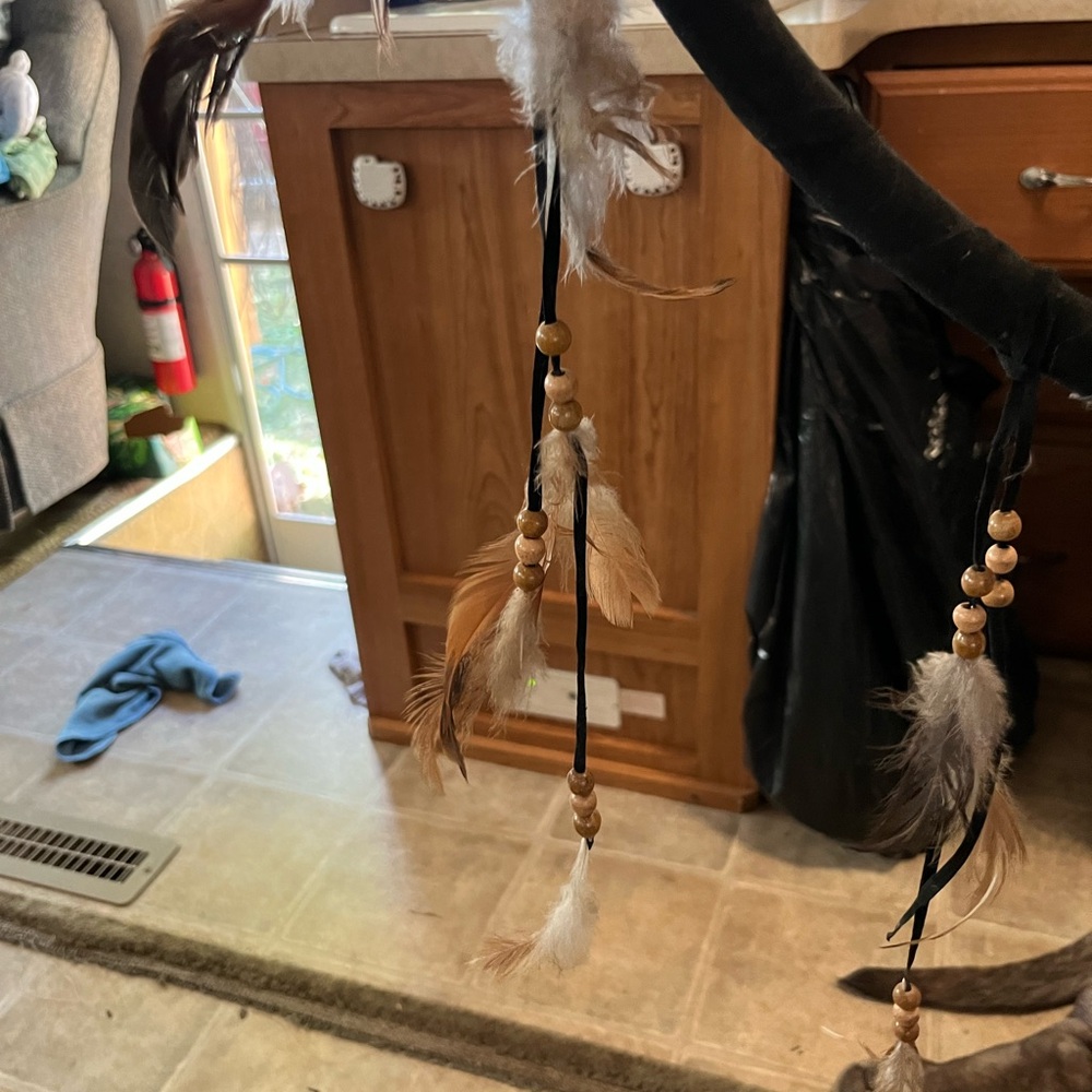 Hand Crafted Dreamcatcher with Native American Design - Black and Brown - Picture 5 of 9